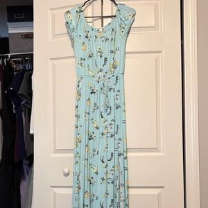 Miami Light Blue Floral Maxi Dress